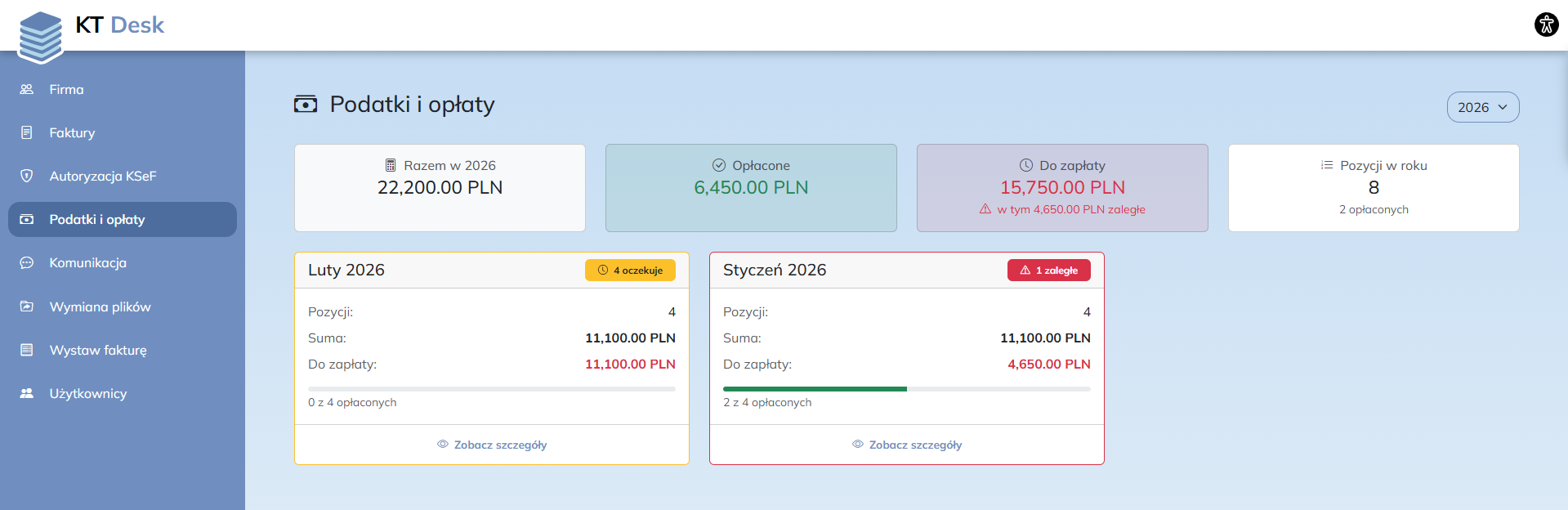 Podatki i opłaty - kafelki miesięcy